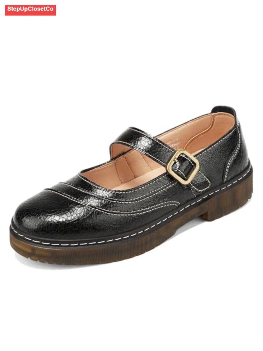 Mary Jane Flats Adjustable Strap Genuine Leather Office Dress Shoes